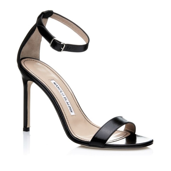 Manolo Blahnik Shoes - Manolo Blahnik Black Leather Ankle Strap Sandal 8